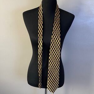 Raphael All Silk Checkered Tie Roma Milano Black & Gold